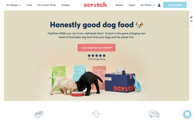 Ekraanipilt: "scratch" koeratoidu tellimisteenus