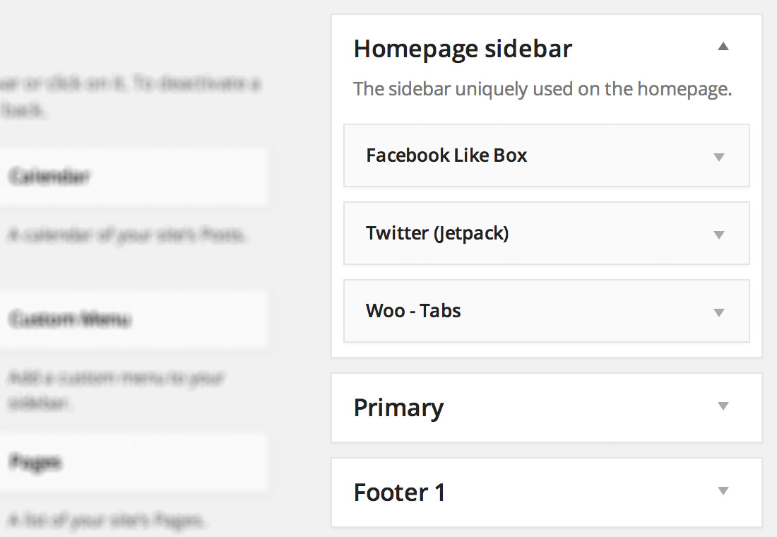 WooSidebars - create custom WordPress widgetized region
