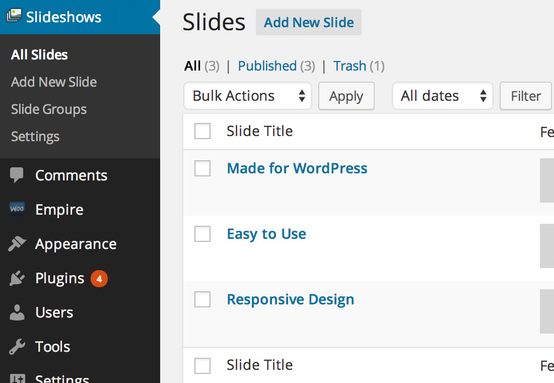Wooslider - a WordPress slideshow plugin