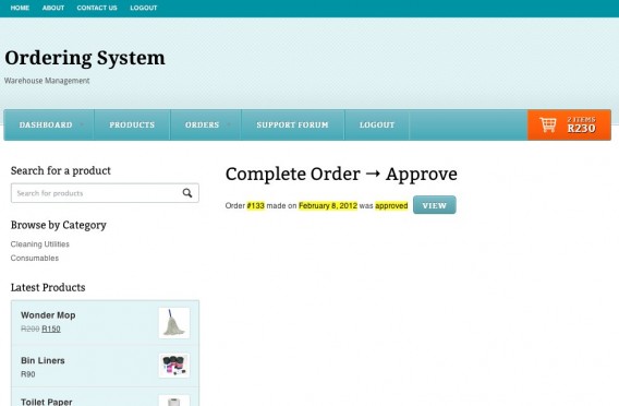 Ordering System | Complete Order → Approve