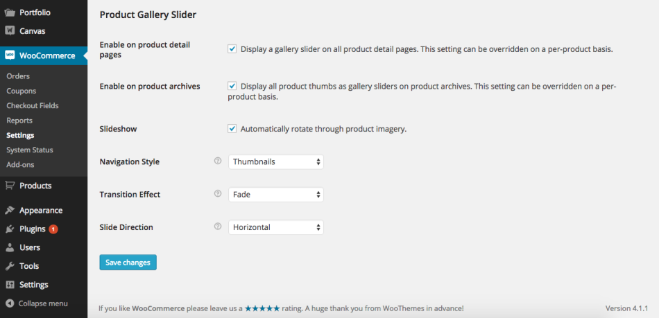 Product Gallery Slider Options