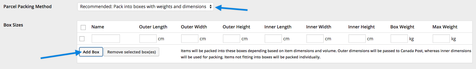 Box Settings