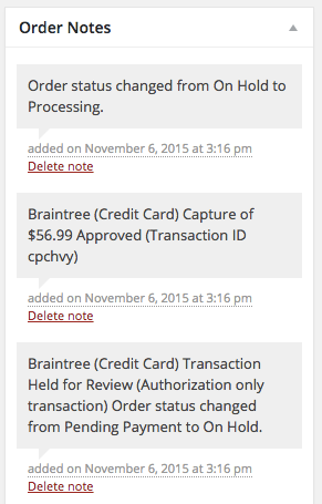 WooCommerce Braintree Charges Captured