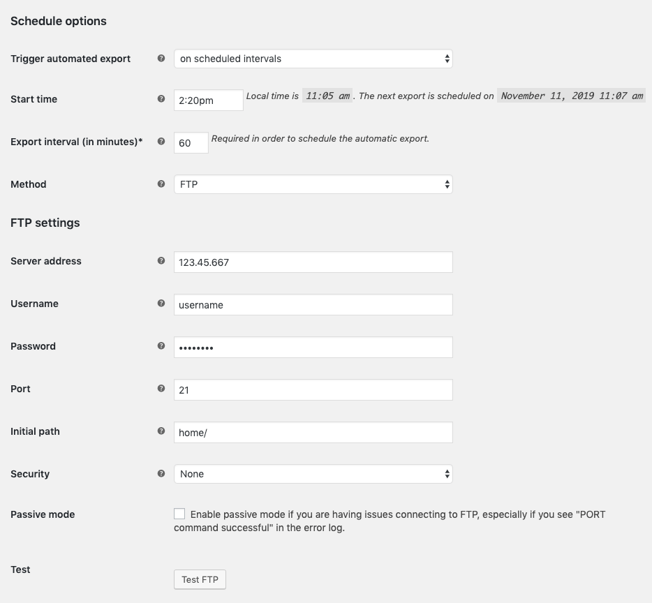 Scheduling automated exports