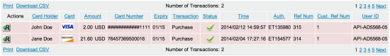 WooCommerce First Data Transactions List