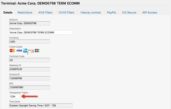 Configure Transarmor Token