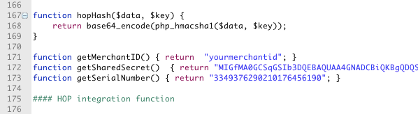 Sample HOP.php Contents with Shared Secret Key