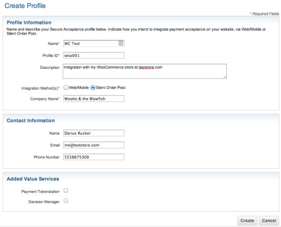 WooCommerce CyberSource new profile