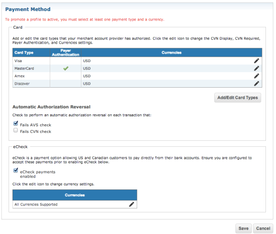 WooCommerce CyberSource Add paymetn methods