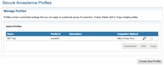 WooCommerce CyberSource View Profiles