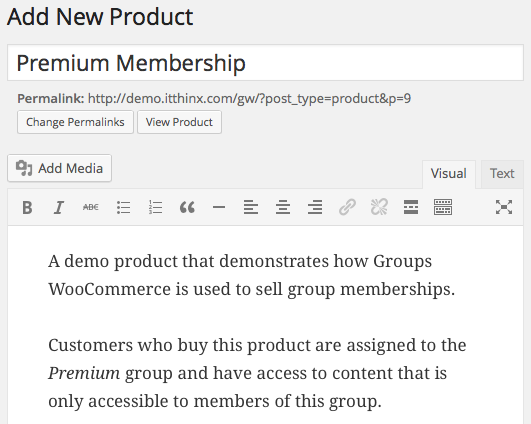 Groups WooCommerce Adding a Premium Membership Product