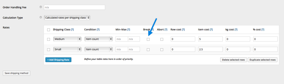 Table Rate Merging Shipping Example 2
