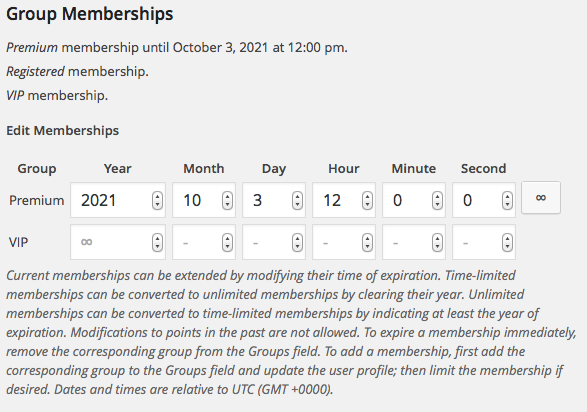 User Profile Memberships Varied
