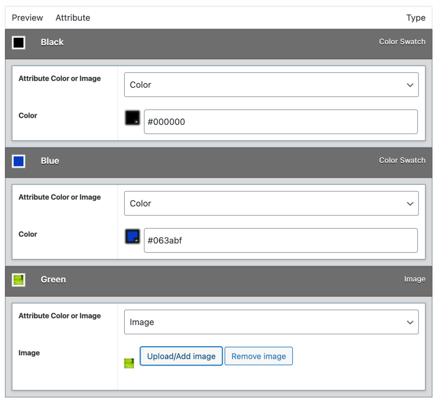 Configuration of image swatches