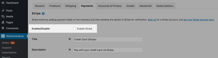 Disabling the Stripe Gateway