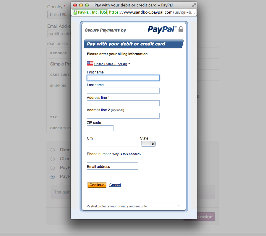 paypal generator with billing state