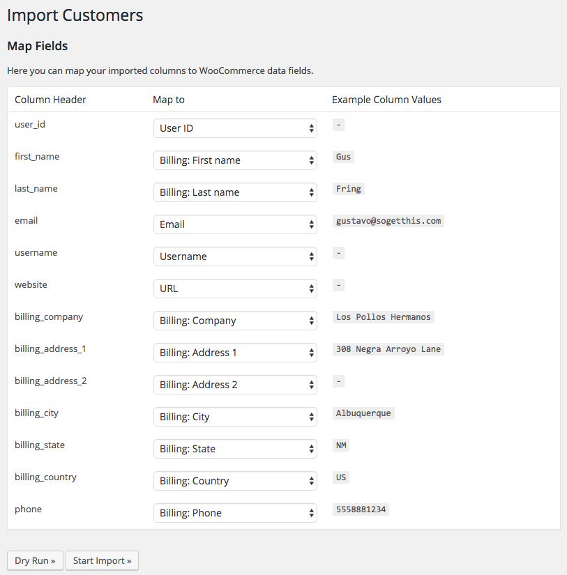 WooCommerce Customer / coupon / Order CSV Import: map import columns