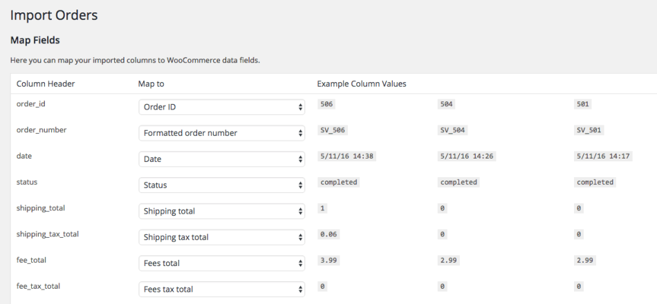 WooCommerce Customer / coupon / Order CSV Import: order import mapping