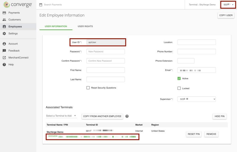 Finding credentials required for plugin in Elavon control panel.