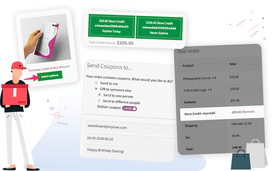 store credits and gift cards with woocommerce smart coupons