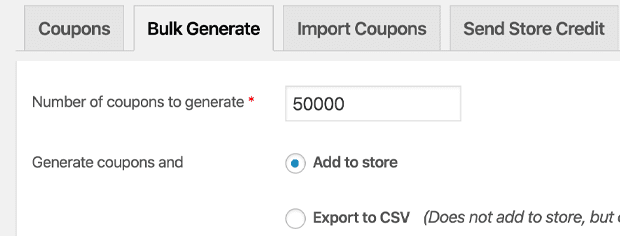 bulk generate coupons