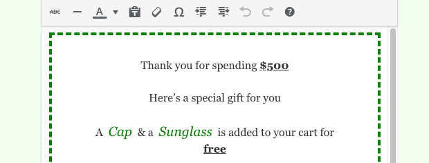 custom coupon message