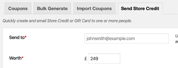 send store credit coupon via email