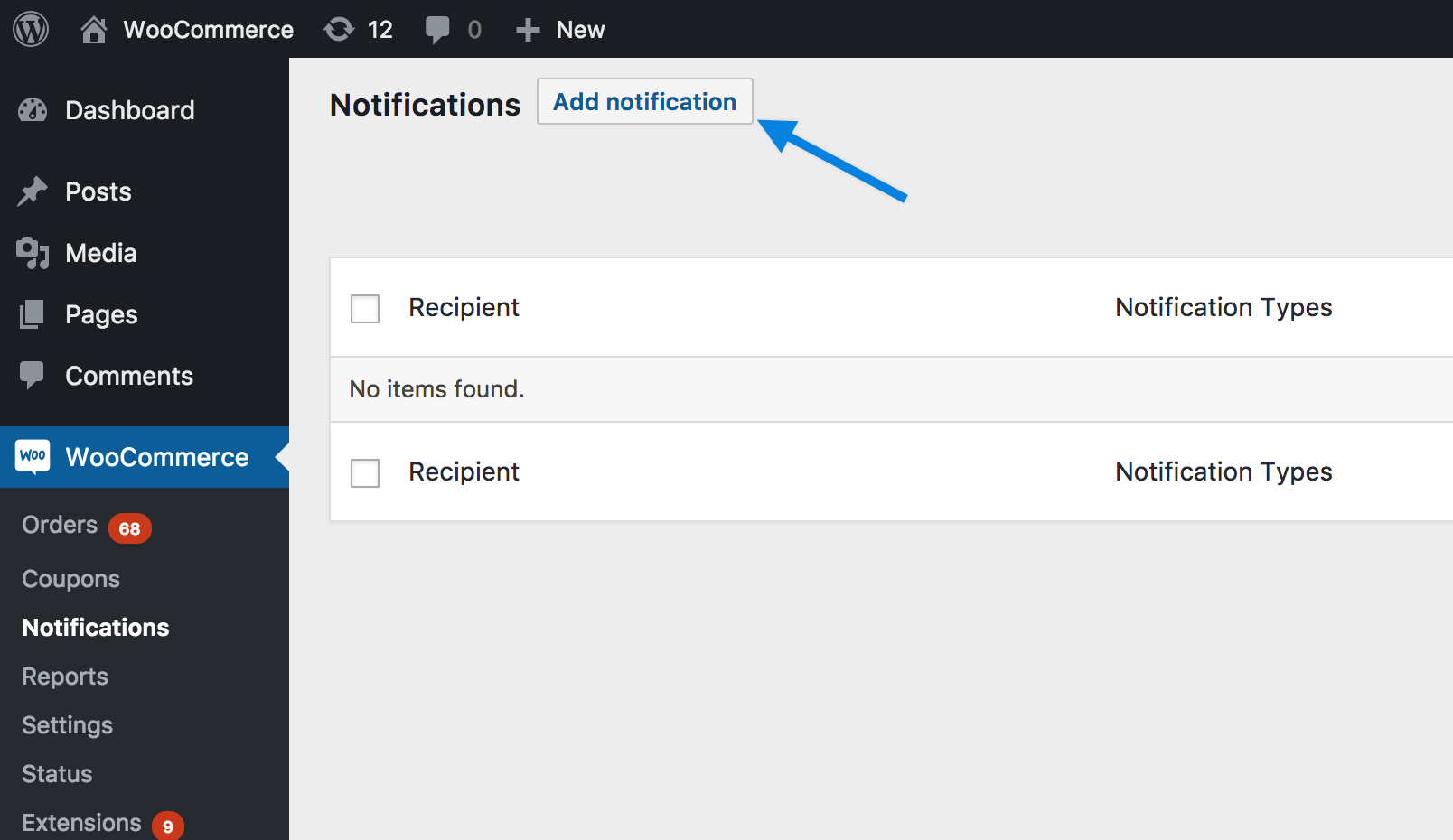 WooCommerce Advanced Notifications - Notifications Screen