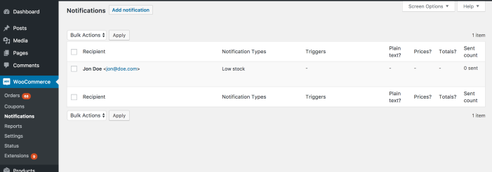 WooCommerce Advanced Notifications - Notifications