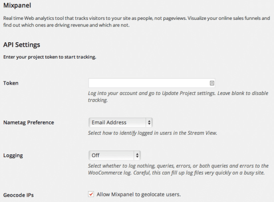 WooCommerce Mixpanel API Settings