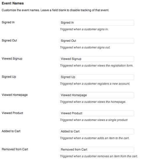 WooCommerce Mixpanel Event Names