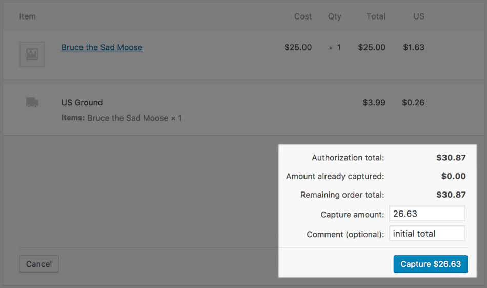 WooCommerce Bambora process capture