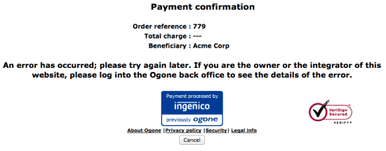 WooCommerce Ingenico (Ogone Platform) Error notice 1