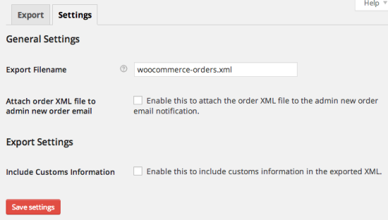 WooCommerce Stamps.com Export Settings