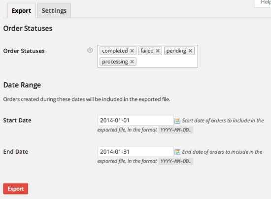 WooCommerce Stamps.com XML File Export Export Settings