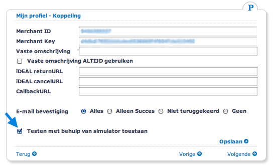 Turn Test Mode off in Mijn Profiel settings