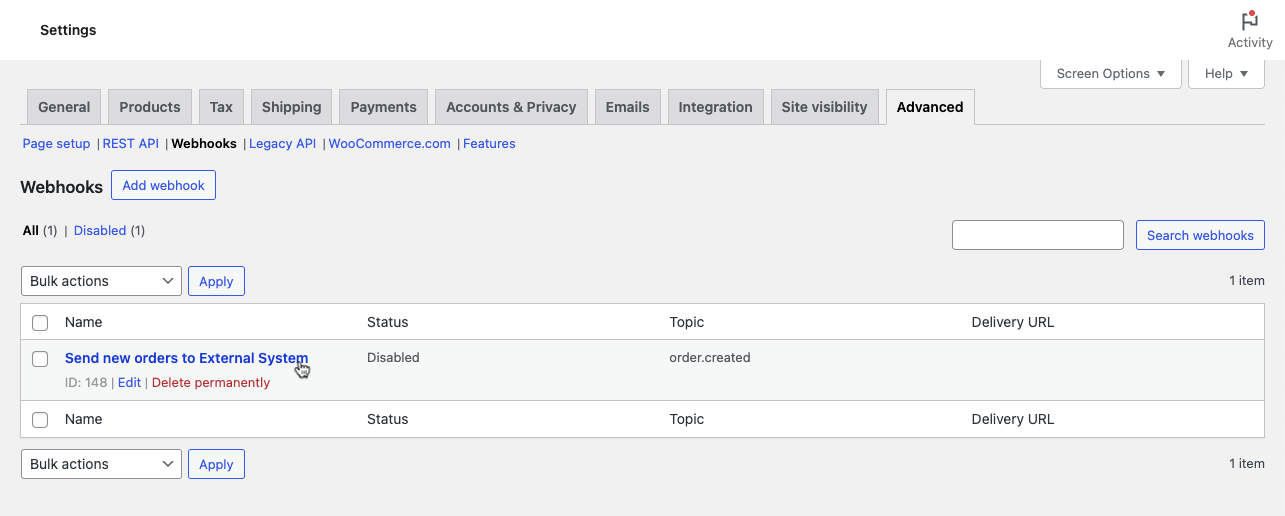 Webhooks Documentation - WooCommerce