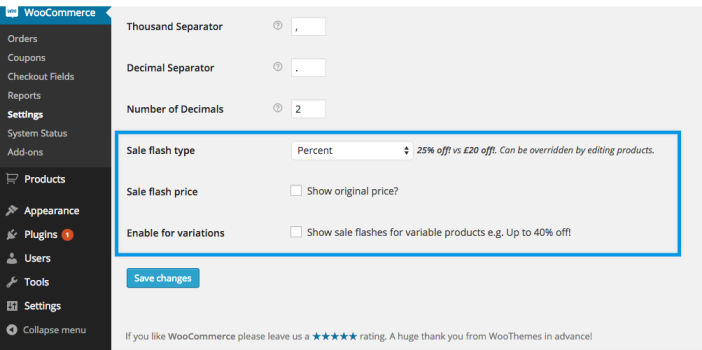 WooCommerce Sale Flash Pro settings