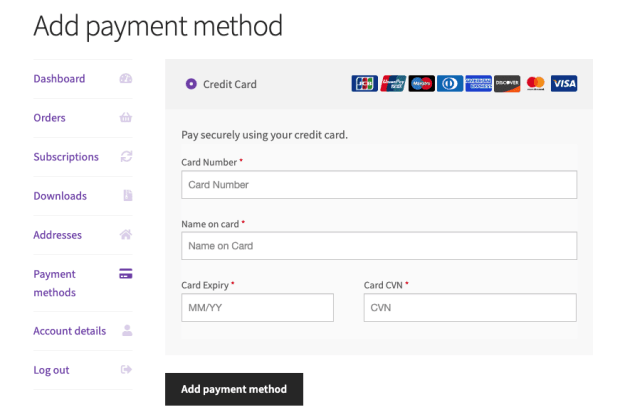 Add Payment Method Eway