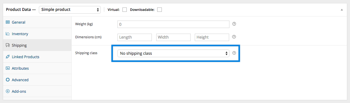 WooCommerce Shipping Classes - Product Shipping Class