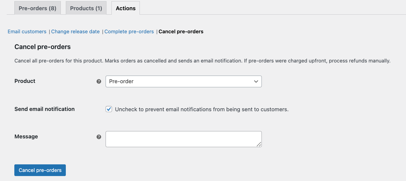 PreOrders Documentation