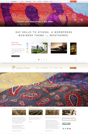 The Athena theme used for the Edwin Pireh website and Greg's customizations made.