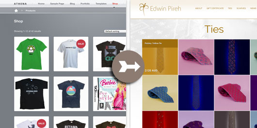 Shop page customizations made to the Athena theme.