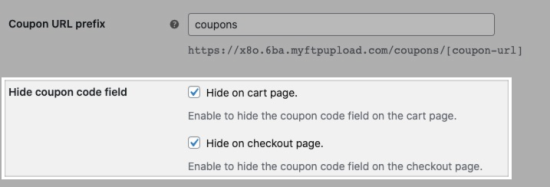  Hide coupon code field settings
