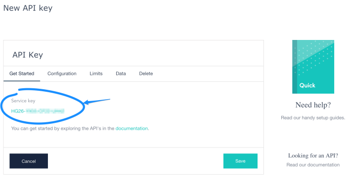 New API key settings area in Loqate account settings.