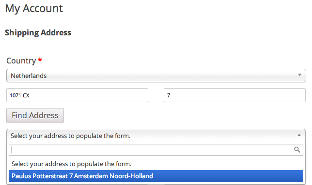 WooCommerce postcode lookup shipping address