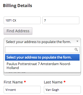 WooCommerce address validation NL postcode lookup