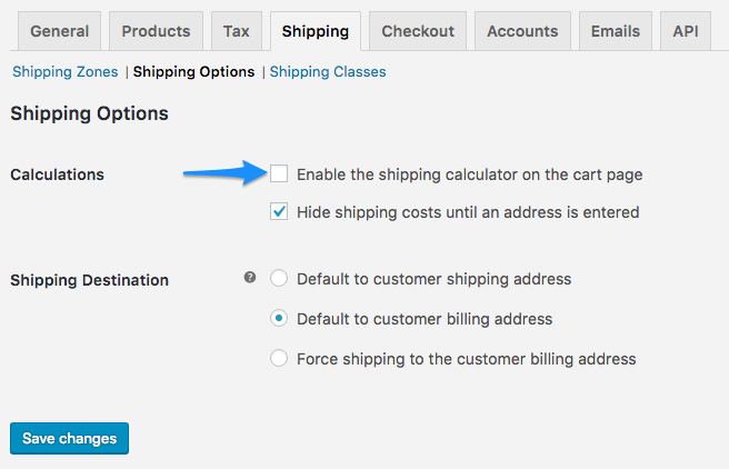 WooCommerce Shipwire: disable cart calculator