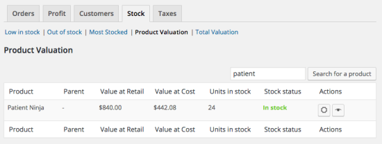 WooCommerce Cost of Goods Product valuation - searched