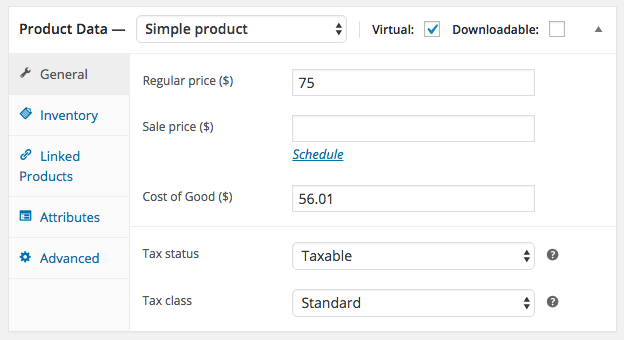 WooCommerce Cost of Goods: Simple Product Cost Configuration